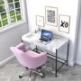 White Marble & Pink Velvet Office Desk and Chair Set - Roxy
