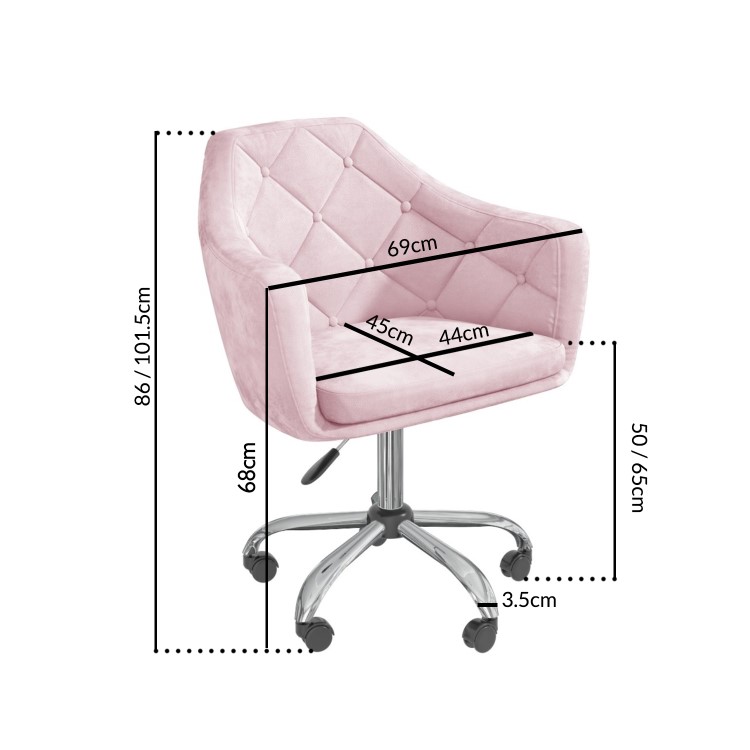 White Marble & Pink Velvet Office Desk and Chair Set - Roxy