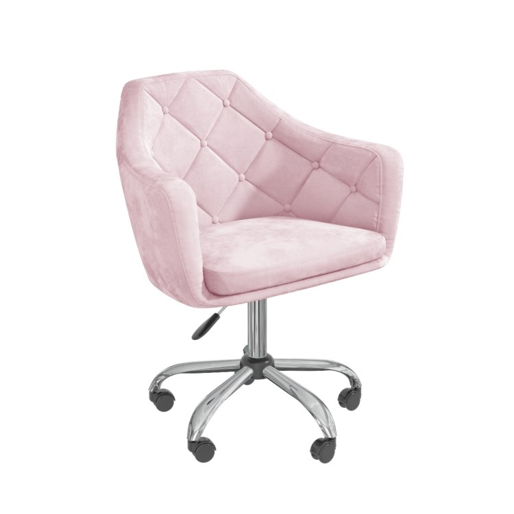 White Marble & Pink Velvet Office Desk and Chair Set - Roxy
