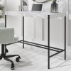 White Marble &amp; Grey Velvet Office Desk and Chair Set - Roxy 