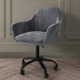 White Marble & Grey Velvet Office Desk and Chair Set - Roxy 