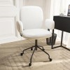White Marble &amp; Cream Boucle Office Desk and Chair Set - Nico