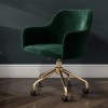 White Marble &amp; Green Velvet Office Desk and Chair Set - Roxy