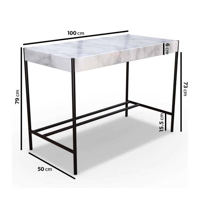 White Marble & Green Velvet Office Desk and Chair Set - Roxy