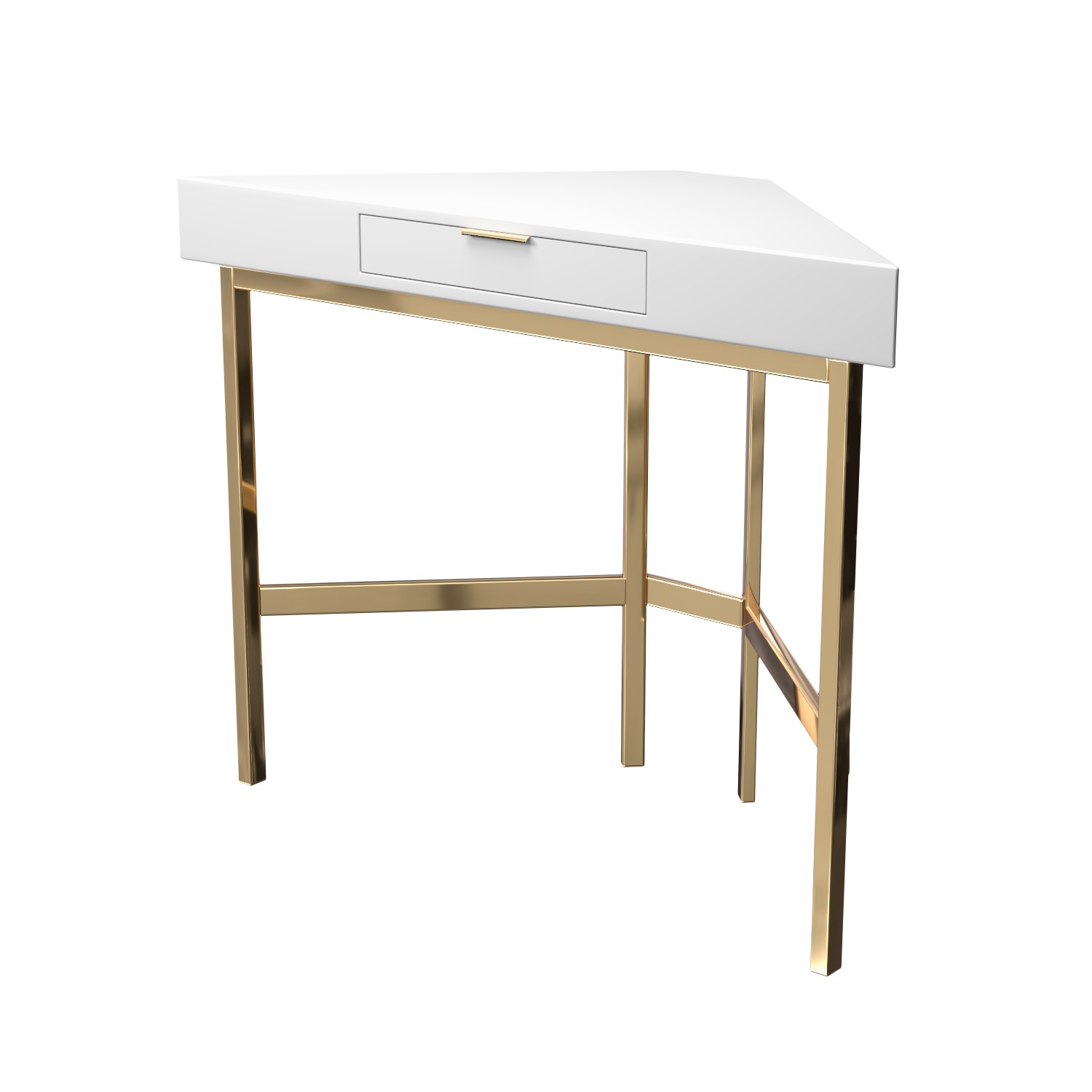 White High Gloss Dressing Table with Gold Legs Roxy BuyItDirect.ie
