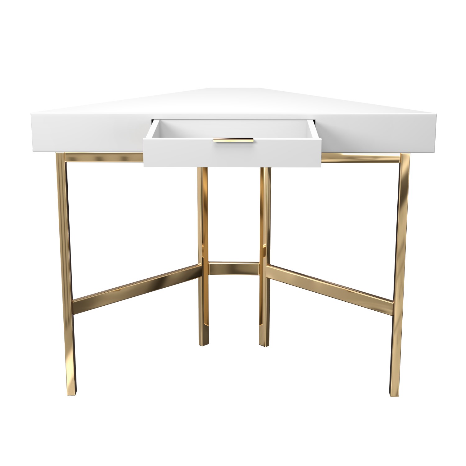 White High Gloss Dressing Table with Gold Legs Roxy BuyItDirect.ie