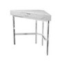 White Marble Top Corner Dressing Table with Chrome Legs - Roxy
