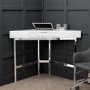 White Faux Marble Corner Desk & Green Velvet Office Chair - Roxy - Marley