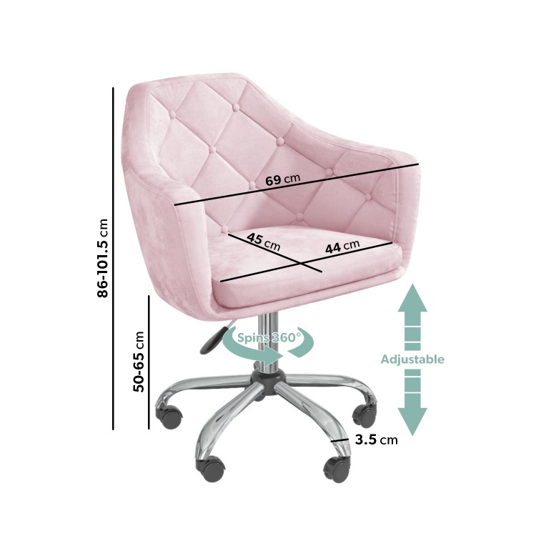 White Marble & Pink Velvet Corner Office Desk and Chair Set - Roxy 
