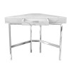 White Marble &amp; Pink Velvet Corner Office Desk and Chair Set - Roxy 
