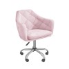 White Marble &amp; Pink Velvet Corner Office Desk and Chair Set - Roxy 