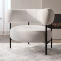 BUN/ROY001/90565 Cream Boucle Curved Accent Chair - Romy