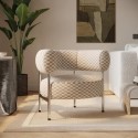 BUN/ROY005/102098 Beige Checkerboard Curved Accent Chair - Romy