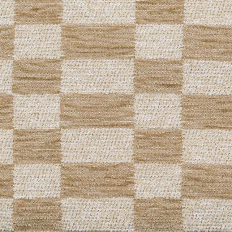 Beige Checkerboard Curved Accent Chair - Romy