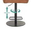 Set of 2 Curved Tan Faux Leather Adjustable Swivel Bar Stools with Back - Runa