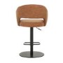 Set of 2 Curved Tan Faux Leather Adjustable Swivel Bar Stools with Back - Runa
