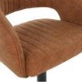 Set of 3 Curved Tan Faux Leather Adjustable Swivel Bar Stools with Backs - Runa