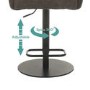 Set of 2 Curved Dove Grey Faux Leather Adjustable Swivel Bar Stools with Backs - Runa