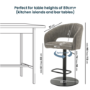 Set of 2 Curved Dove Grey Faux Leather Adjustable Swivel Bar Stools with Backs - Runa