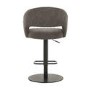 Set of 2 Curved Dove Grey Faux Leather Adjustable Swivel Bar Stools with Backs - Runa