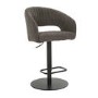 Set of 2 Curved Dove Grey Faux Leather Adjustable Swivel Bar Stools with Backs - Runa