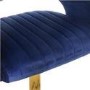 Set of 2 Curved Blue Velvet Adjustable Swivel Bar Stools with Backs - Runa