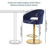 Set of 3 Curved Navy Velvet Adjustable Swivel Bar Stools with Backs - Runa