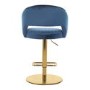 ONLY OPENED - Set of 3 Curved Navy Velvet Adjustable Bar Stools with Backs - Runa