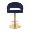Set of 3 Curved Navy Velvet Adjustable Swivel Bar Stools with Backs - Runa