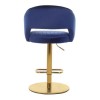 Set of 3 Curved Navy Velvet Adjustable Swivel Bar Stools with Backs - Runa