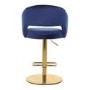 Set of 4 Curved Blue Velvet Adjustable Swivel Bar Stools with Backs - Runa