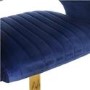 Set of 4 Curved Blue Velvet Adjustable Swivel Bar Stools with Backs - Runa