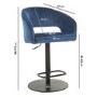 Grade A1 - Set of 2 Curved Navy Velvet Adjustable Bar Stools with Backs - Runa