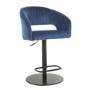 Grade A1 - Set of 2 Curved Navy Velvet Adjustable Bar Stools with Backs - Runa