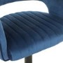 Grade A1 - Set of 2 Curved Navy Velvet Adjustable Bar Stools with Backs - Runa