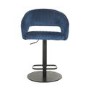 Grade A1 - Set of 2 Curved Navy Velvet Adjustable Bar Stools with Backs - Runa