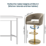 Set of 4 Curved Mink Matt Velvet Adjustable Swivel Bar Stools with Gold Base - Runa