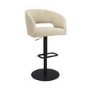 Set Of 3 Curved Beige Upholstered Adjustable Swivel Bar Stools with Black Base - Runa