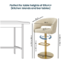 Set Of 2 Curved Beige Upholstered Adjustable Swivel Bar Stools with Gold Base - Runa