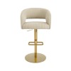Set Of 3 Curved Beige Fabric Adjustable Swivel Bar Stool with Gold Base - Runa
