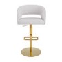 Curved Beige Boucle Adjustable Swivel Barstool with Gold Base - Runa