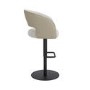 Curved Beige Boucle and Faux Leather Adjustable Swivel Bar Stool with Black Metal Base - Runa