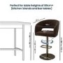 Set of 3 Curved Brown Velvet Adjustable Swivel Bar Stools with Brass Base - Runa