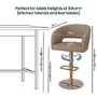 Set of 3 Curved Beige Faux Leather Adjustable Swivel Bar Stools with Gold Base - Runa