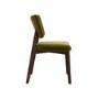 Set of 2 Olive Green Velvet Dining Chairs with Walnut Legs - Greta