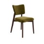 Set of 2 Olive Green Velvet Dining Chairs with Walnut Legs - Greta