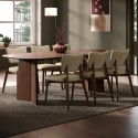 BUN/RVV002/100799 Walnut Dining Table Set with 6 Beige Faux Leather Curved Back Dining Chairs - Seats 6 - Rivo