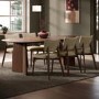 Walnut Dining Table Set with 6 Beige Faux Leather Curved Back Dining Chairs - Seats 6 - Rivo