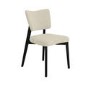 Set of 2 Beige Upholstered Dining Chairs with Black Legs - Greta