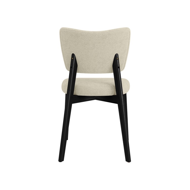 Set of 2 Beige Upholstered Dining Chairs with Black Legs - Greta